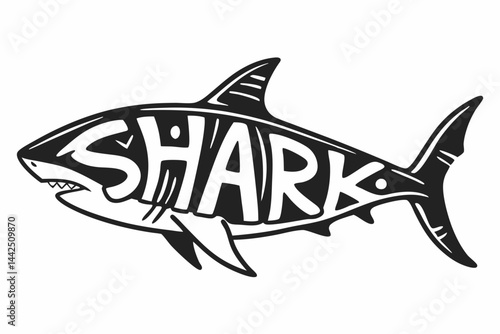 A Shark Made Of Typography Letters Forming The Body