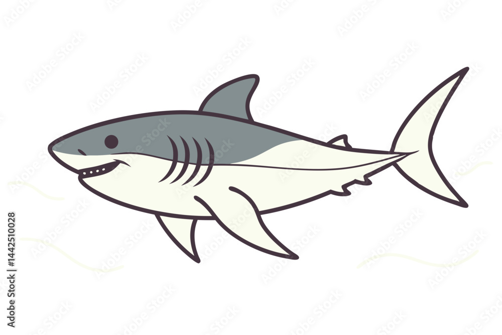 Naklejka premium A Vector Infographic Of A Great White Shark With Labeled Parts