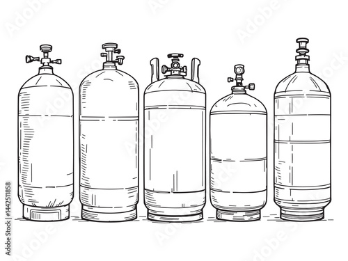 simple gas cylinder line art vector design for industrial use