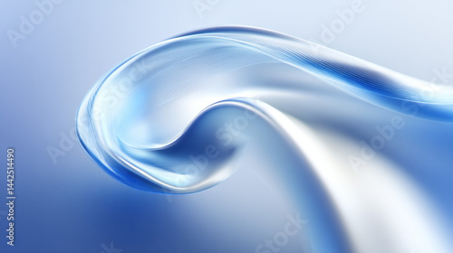 An appealing visual of soft blue fluid wave abstract on white, ideal for creative, commercial, or editorial purposes.