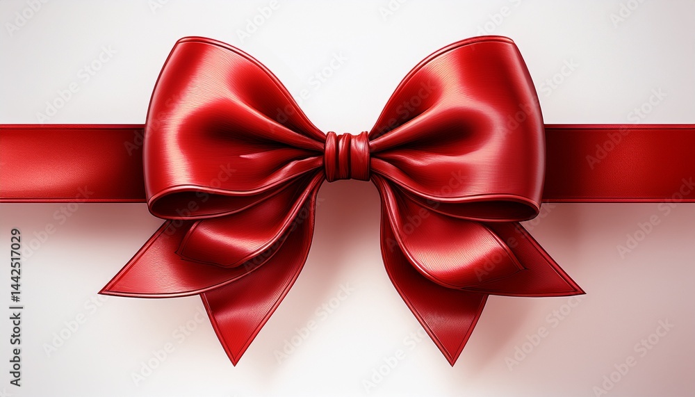Red ribbon with bow isolated on transparent background, png illustration (Generative Ai) Red ribbon with bow isolated on transparent background, png illustration (Generative Ai)