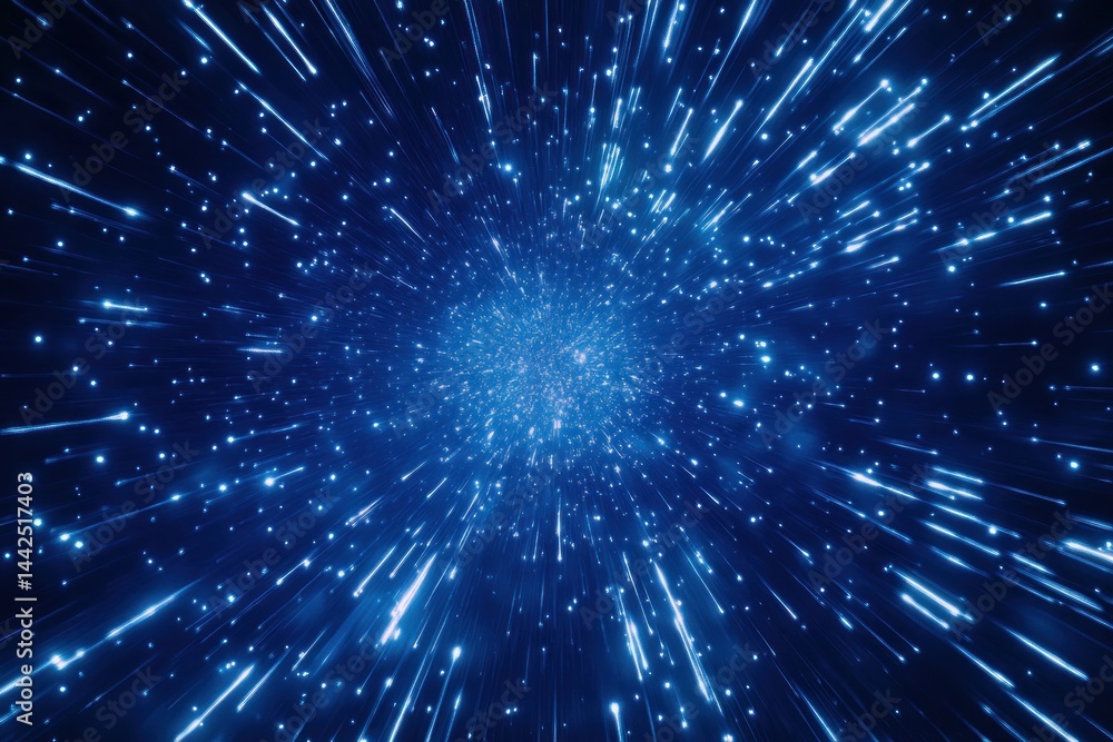 Fototapeta premium Abstract blue space explosion