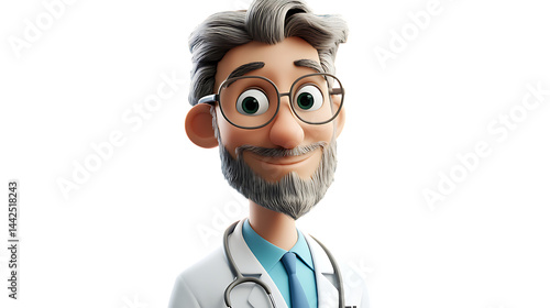 3d cartoon portrait of doctor