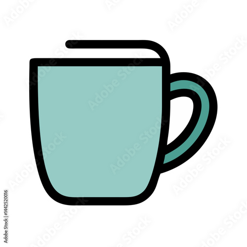 Simple graphic of a steaming hot coffee mug. A stylized, flat icon of a coffee mug filled with hot beverage, emitting steam.