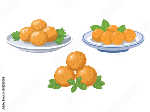 vector illustration of a filipino food Fish Balls (Deep-Fried Fish Paste Balls)