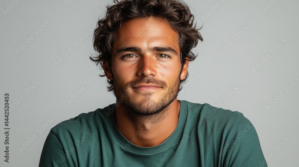 Fototapeta premium Portrait of a Handsome Man with Curly Hair