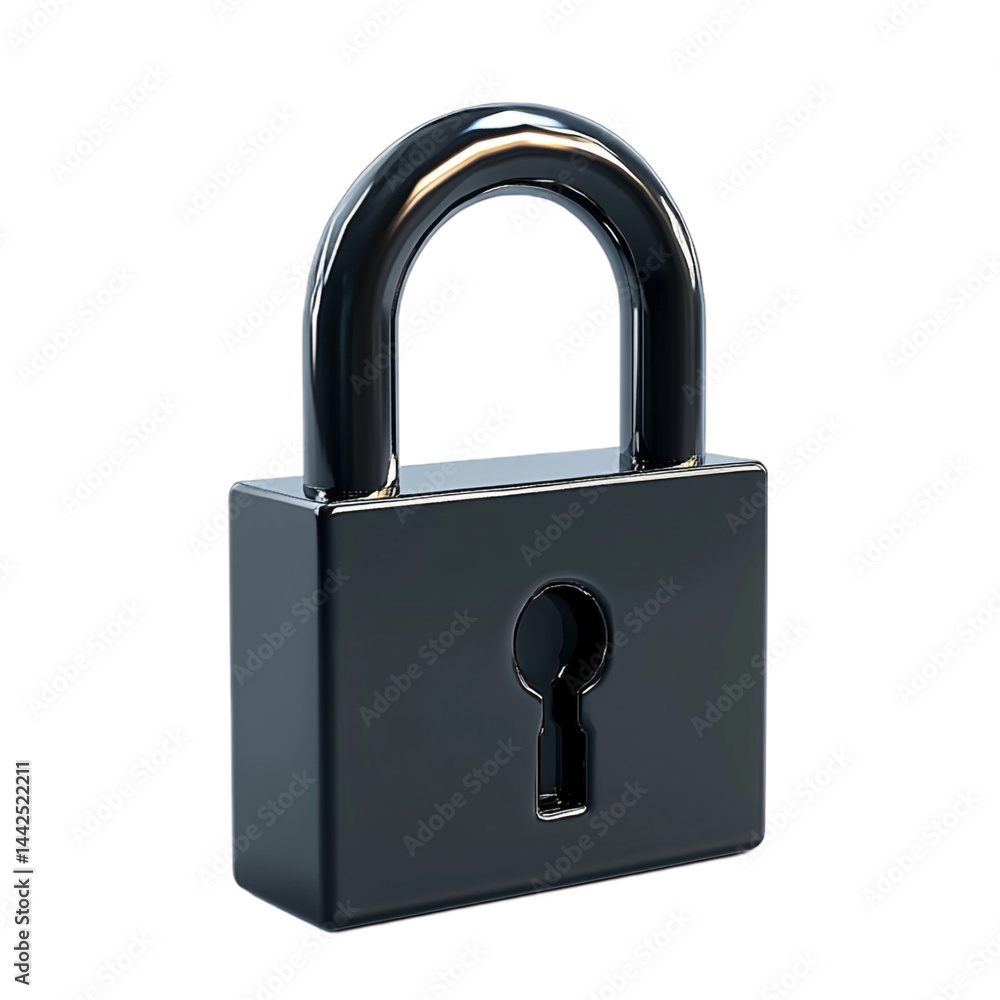 Naklejka premium A dark metallic padlock a symbol of security and protection