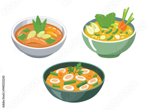 vector illustration of a filipino food Pinakbet (Vegetable Stew with Shrimp Paste)
