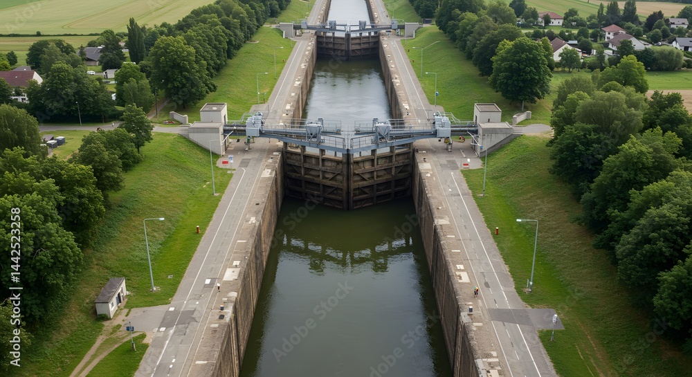 Fototapeta premium Canal Lock Aerial View