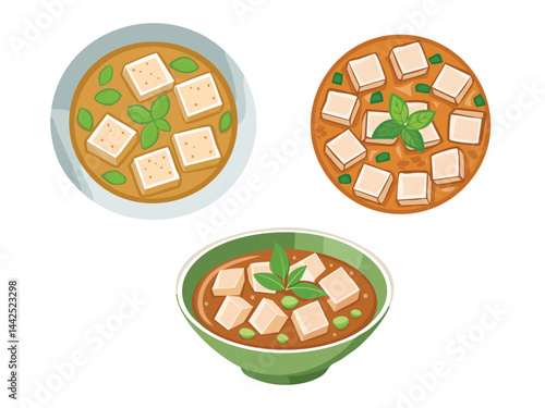 vector illustration of a filipino food Tokwa't Baboy (Tofu and Pork in Vinegar Sauce)
