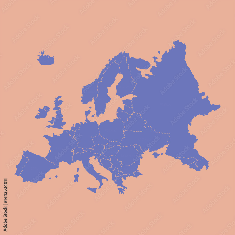 Obraz premium Europe continent vector map isolated on transparent background