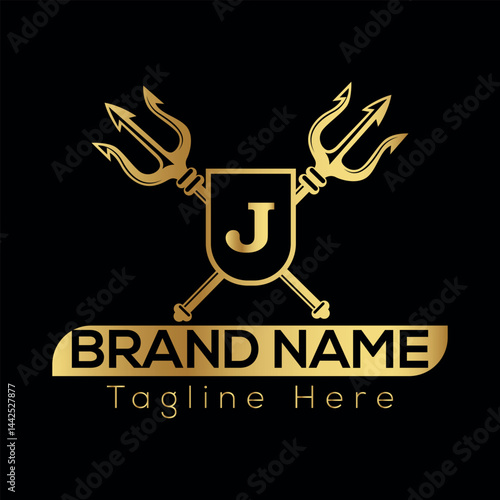 Under construction design featuring a vector gas mask illustration is a grunge concept symbol J logo design