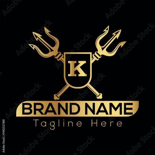 Under construction design featuring a vector gas mask illustration is a grunge concept symbol K logo design