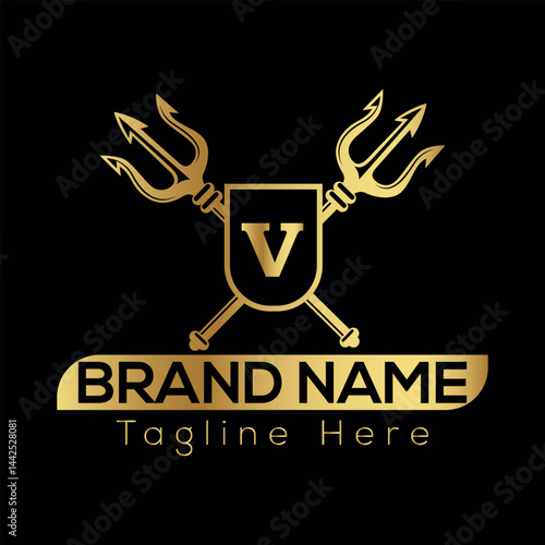 Under construction design featuring a vector gas mask illustration is a grunge concept symbol V logo design