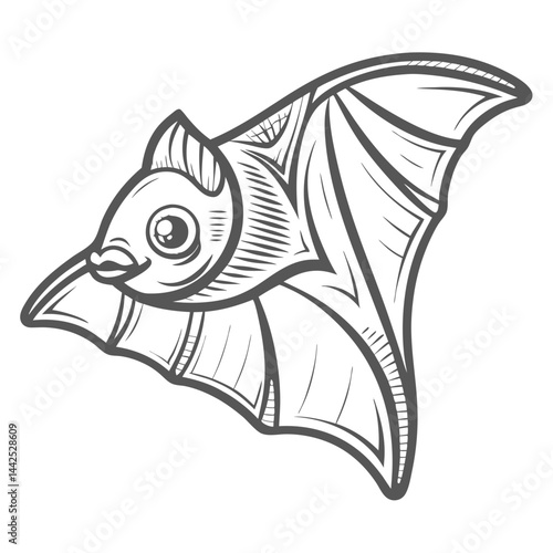 Flying Fox Epalzeorhynchos Kalopterus Line Art