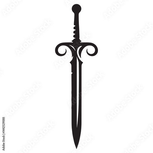Timeless Bronze Sword silhouette, a classic weapon of antiquity – Bronze Sword illustration – Minimalist Bronze Sword vector – Weapon silhouette

