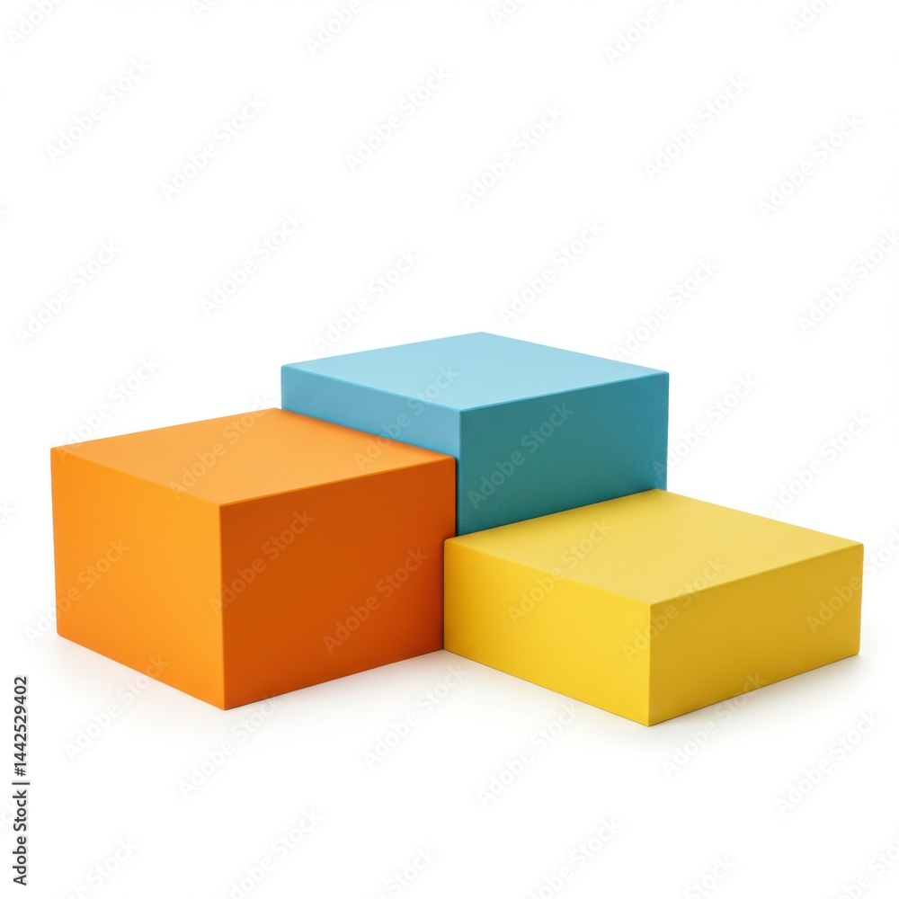 Fototapeta premium Colorful cubes stacked together on white background