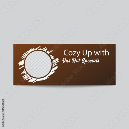 Warm Brown Banner Template Design Featuring Photo Circle And Hot Specials