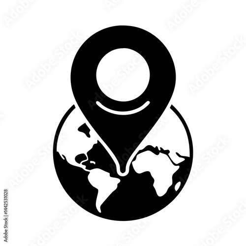Global Location Pin Pointing to the Earth for Navigation and Travel