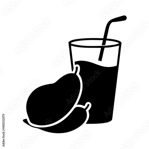 Refreshing tropical fruit smoothie with mangoes in glass illustration art