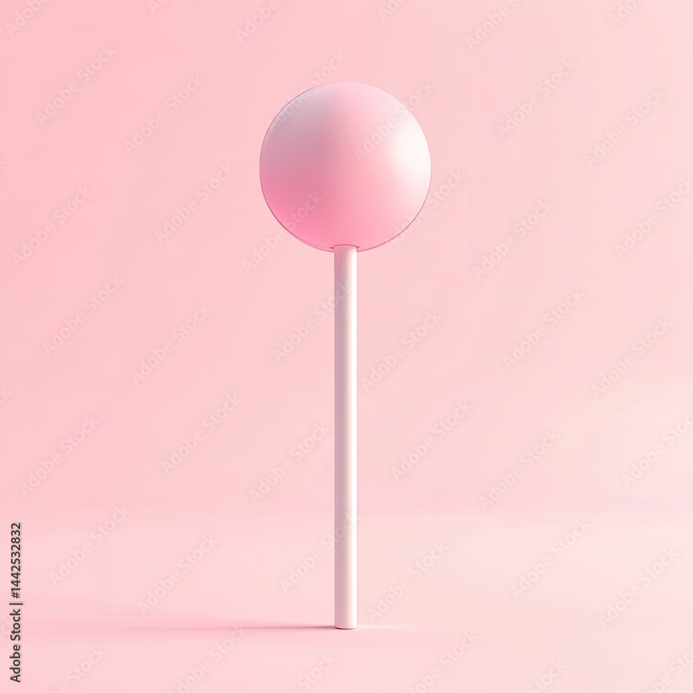 Single pink lollipop on a stick Single pink lollipop on a stick