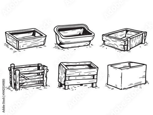 Simple Line Art Illustration of Feed Trough 