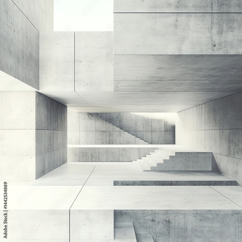 Obraz premium Concrete Architecture Interior Stairs