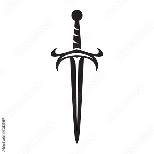 Mighty Iron Sword silhouette, perfect for close combat – Iron Sword illustration – Minimalist Iron Sword vector – Weapon silhouette

