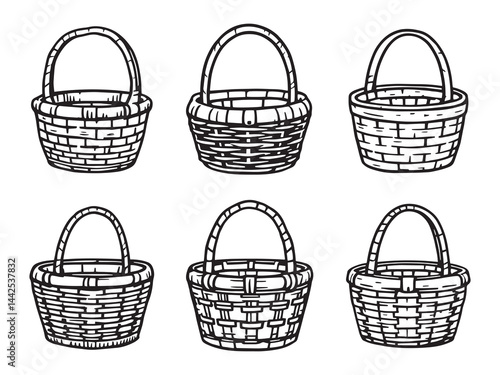Simple Line Art of a Berry Picking Basket 