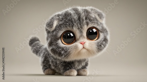 Adorable fluffy kitten, big eyes