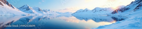 Wallpaper Mural Vast snowy expanse, icy lake reflecting mountains , snow, summit, nature Torontodigital.ca