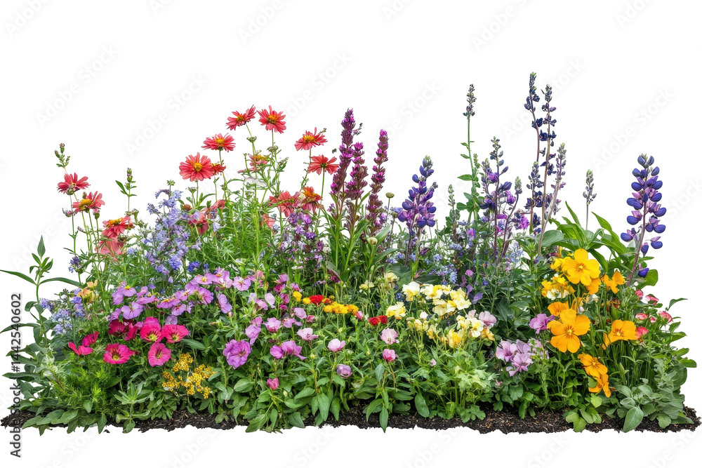 Fototapeta premium Isolated Border of colorful wildflowers