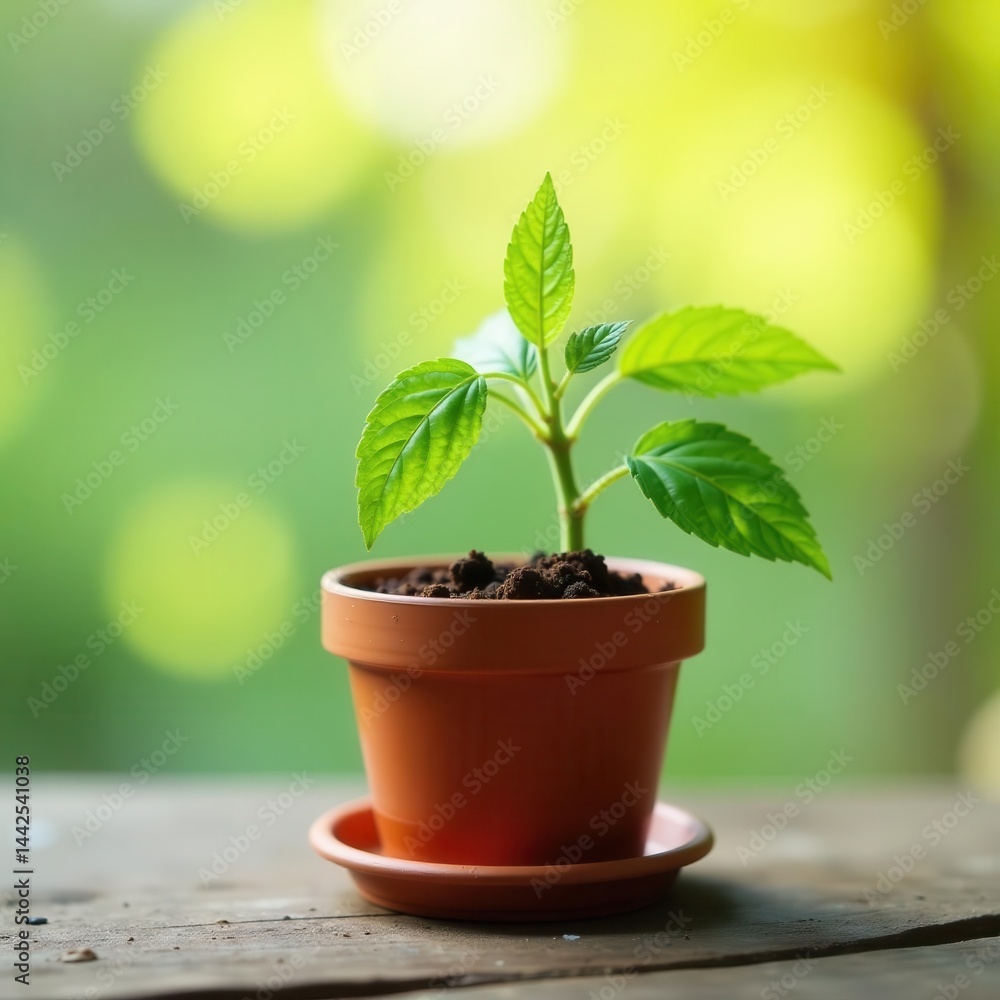 Vibrant tomato seedling in terracotta pot, lush green leaves , growth, studio, healthy Vibrant tomato seedling in terracotta pot, lush green leaves , growth, studio, healthy
