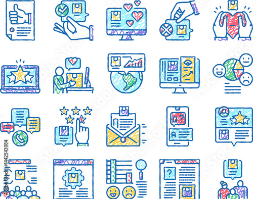 Reviews Of Customer set Icons hand drawn