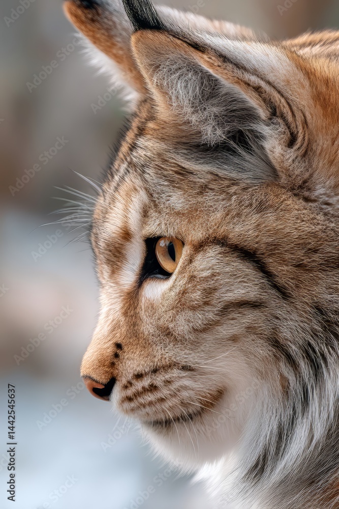 Fototapeta premium Incredible Close Up Shot of a Lynx's Tufted Ear and Fur Details Captivating Nature's Finest Beauty