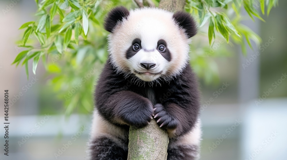 Obraz premium Cute panda cub in tree