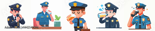 Vector of a police officer drinking.