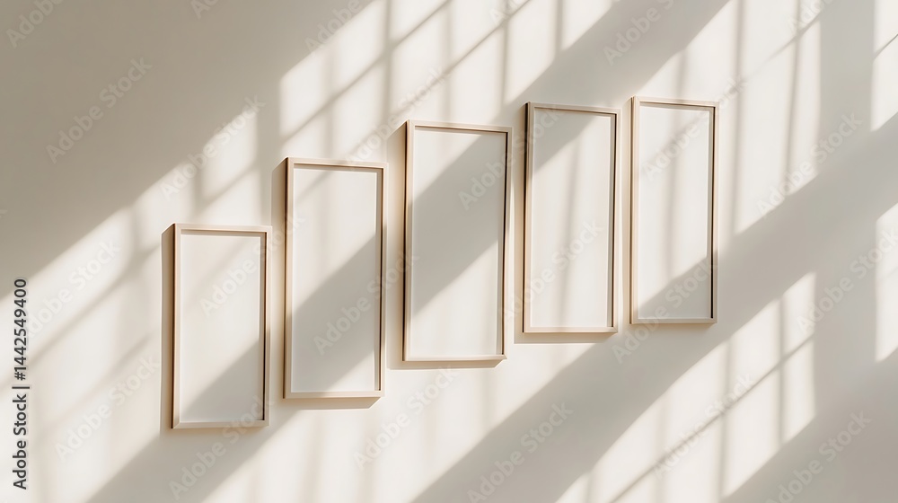 Obraz premium Empty frames, sunlight, wall