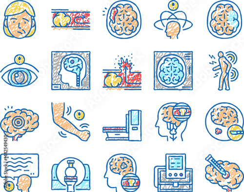Stroke Health Problem set Icons hand drawn