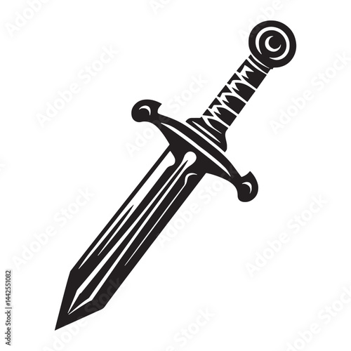 Timeless Roman Gladius silhouette, the preferred weapon in the arena – Roman Gladius illustration – Minimalist Roman Gladius vector – Weapon silhouette

