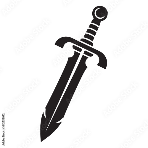Sharp Roman Gladius silhouette, the weapon of ancient warriors – Roman Gladius illustration – Minimalist Roman Gladius vector – Weapon silhouette

