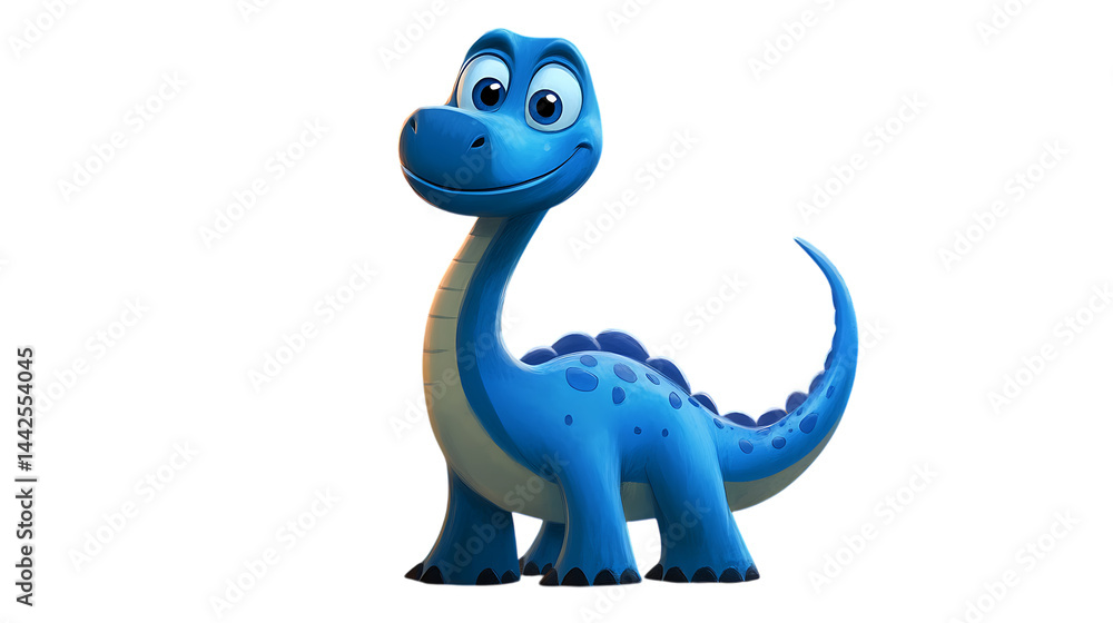 Fototapeta premium 3D cartoon happy blue dinosaur