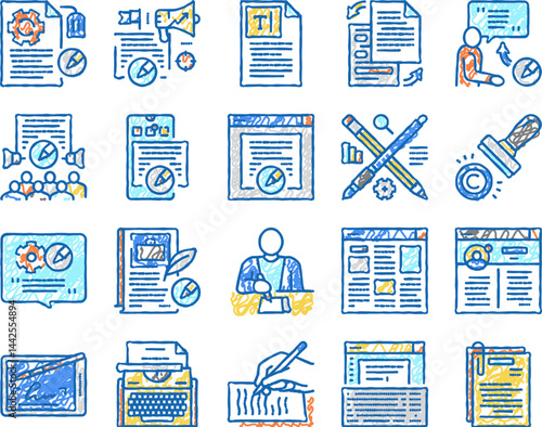 Copywriting Content Strategy Icons hand drawn