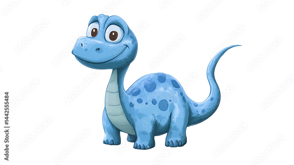 Naklejka premium 3D cartoon happy blue dinosaur