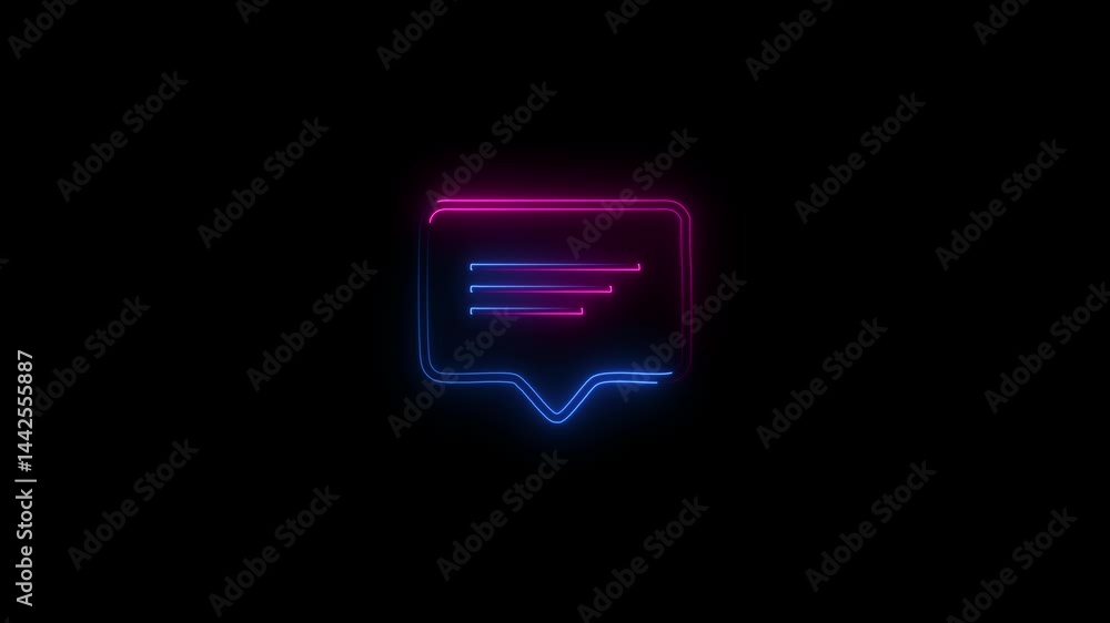 Neon light glow effect. Chat Messages line icon. Conversation or SMS sign. Communication symbol. 3d line neon glow icon. Video footage of Blue glowing Chat neon icon. Looped Neon Lines abstract . Neon light glow effect. Chat Messages line icon. Conversation or SMS sign. Communication symbol. 3d line neon glow icon. Video footage of Blue glowing Chat neon icon. Looped Neon Lines abstract .