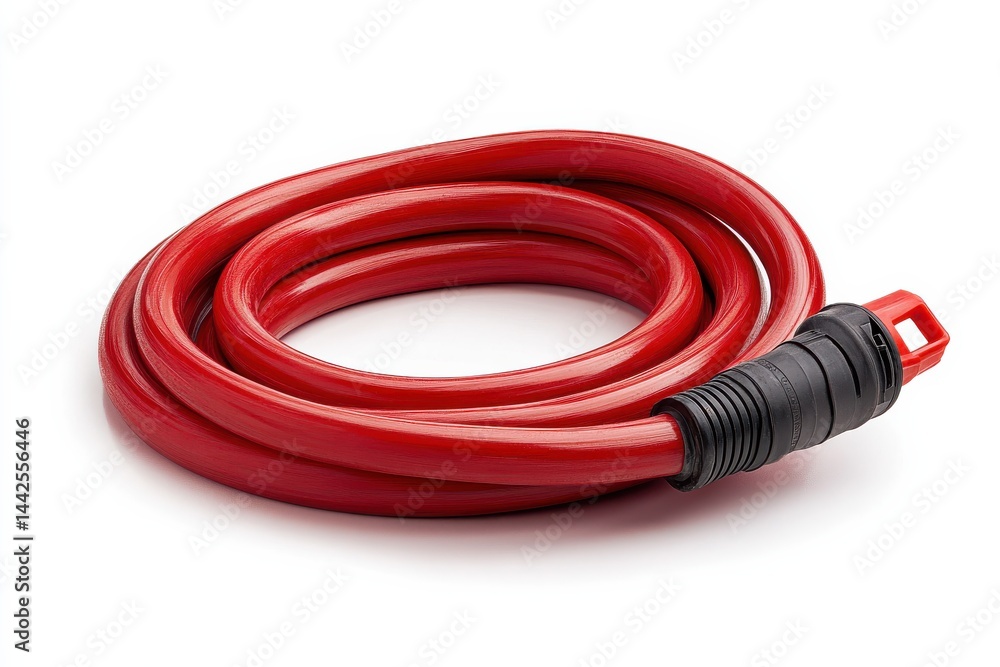 Red hose coiled on white Red hose coiled on white