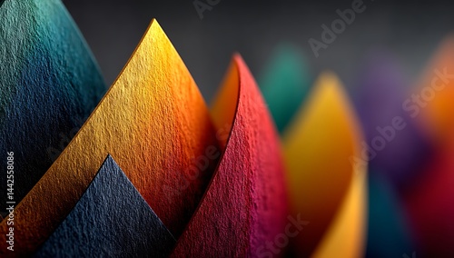Abstract, colorful background with geometric shapes, rainbow colors, and sharp edges.Generative AI