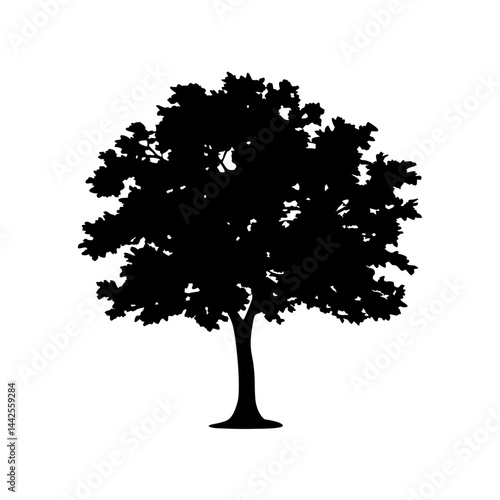 Black tree silhouette vector graphic for nature illustration and landscape design element needs