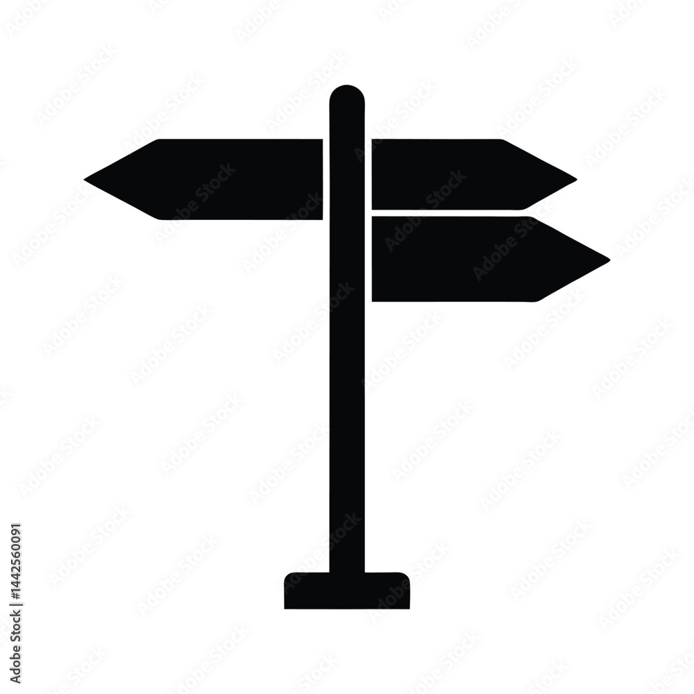 Dual Directional Signpost Vector Icon Dual Directional Signpost Vector Icon