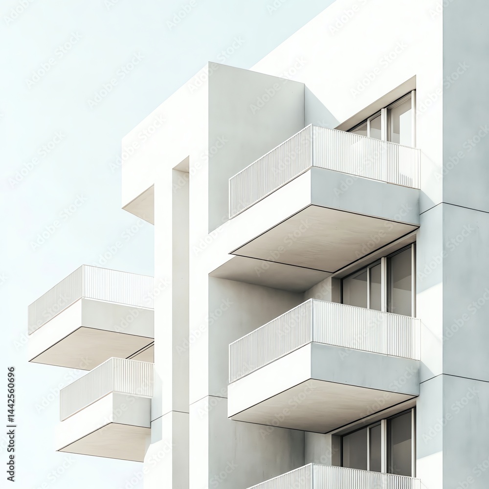 Obraz premium Modern white building balconies architecture